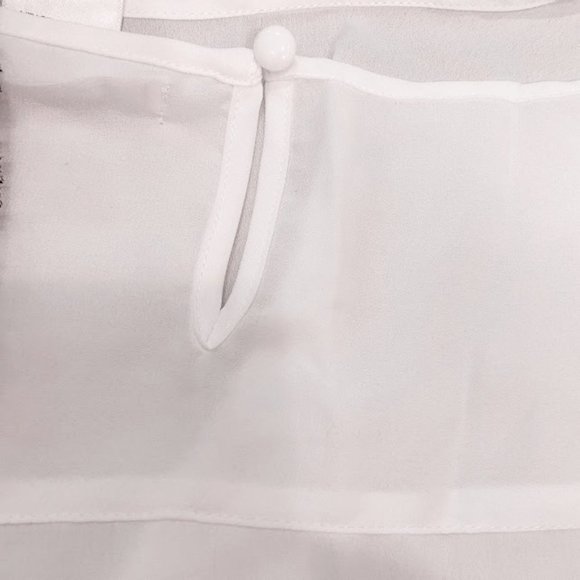 Masseys Black & White Front Ruffle Sheer Blouse - Picture 5 of 5